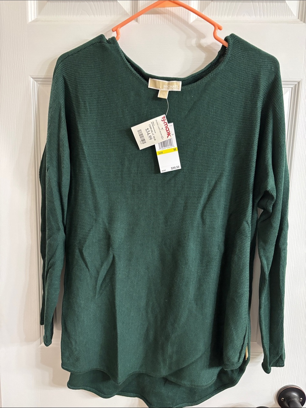 Michael Kors Forest Green Ribbed Crewneck Sweater